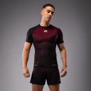 VENUM Tactical XT Short Sleeve Rashguard - Black/Burgundy/Gold