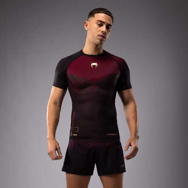Venum Tactical XT Short Sleeve Rashguard - Black/Burgundy/Gold