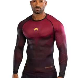 VENUM Tactical XT Men's Long Sleeve Rashguard - Black/Burgundy/Gold