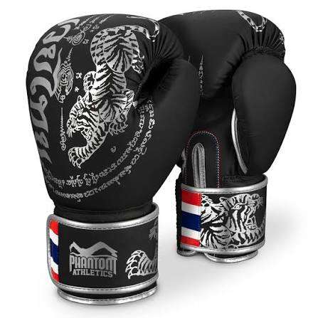 Phantom Athletics Muay Thai Boksa Cimdi Melni/Sudraba