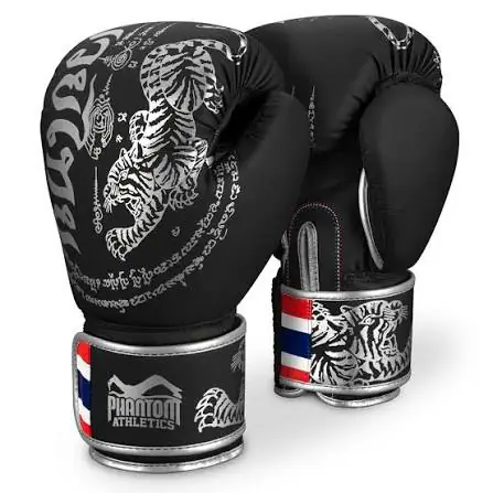 Phantom Athletics Muay Thai Boksa Cimdi Melni/Sudraba