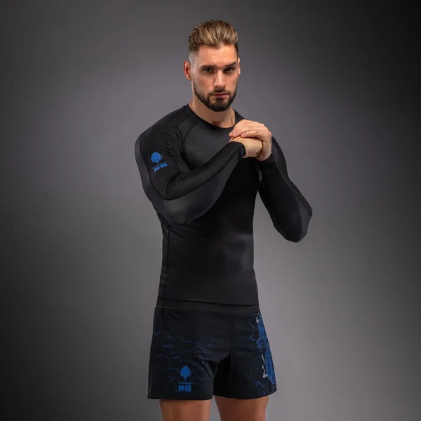Venum Thunder Dragon Long Sleeve Rashguard - Black/Royal Blue