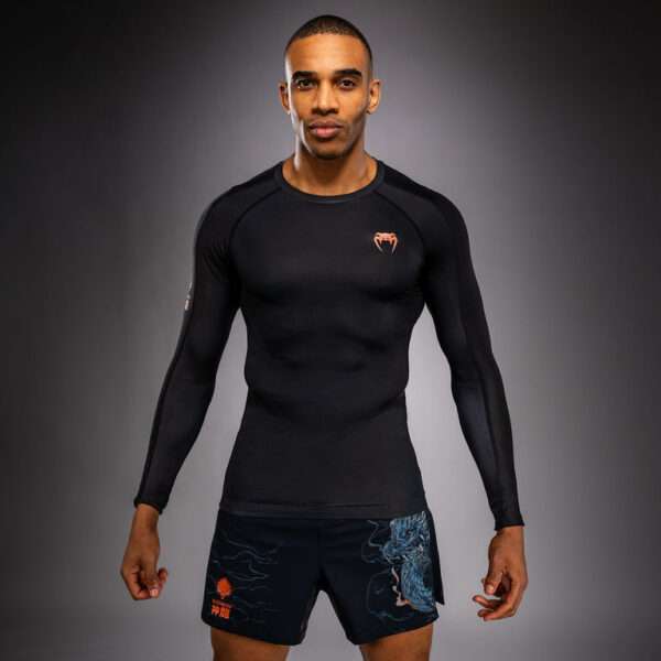 Venum Thunder Dragon Long Sleeve Rashguard - Black/Gray/Copper
